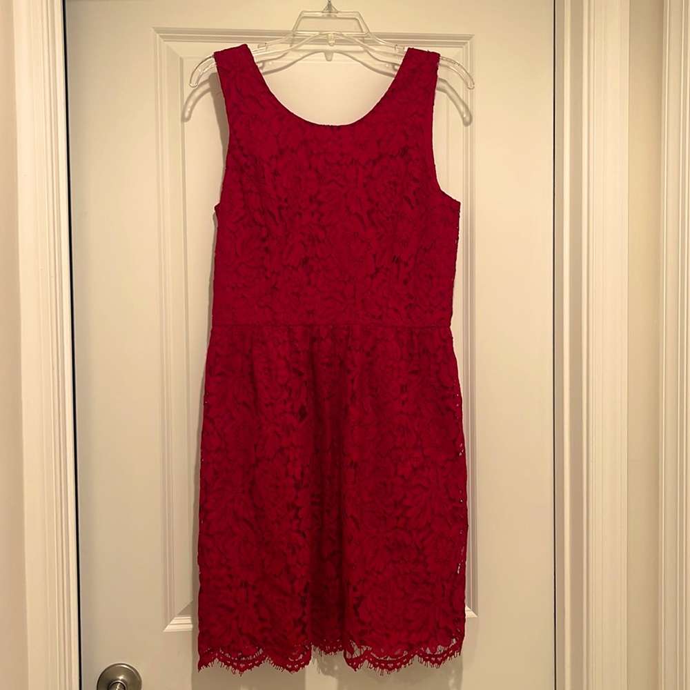Loft sleeveless red dress size 8